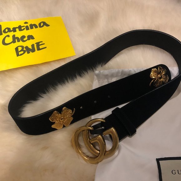 ❤️SOLD❤️ GUCCI CLOVER BELT WITH DOUBLE G BUCKLE - Picture 2 of 8